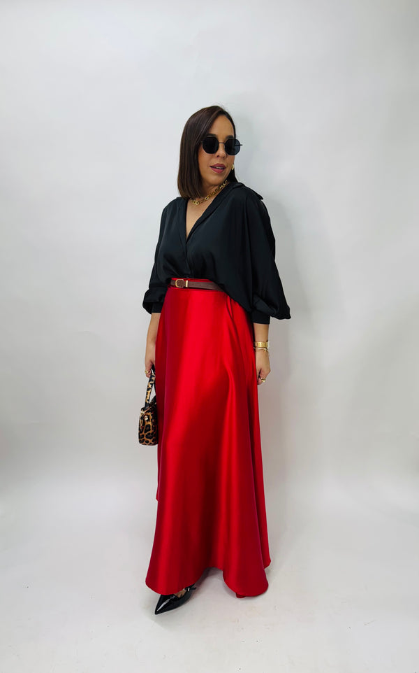 RED MAXI SKIRT